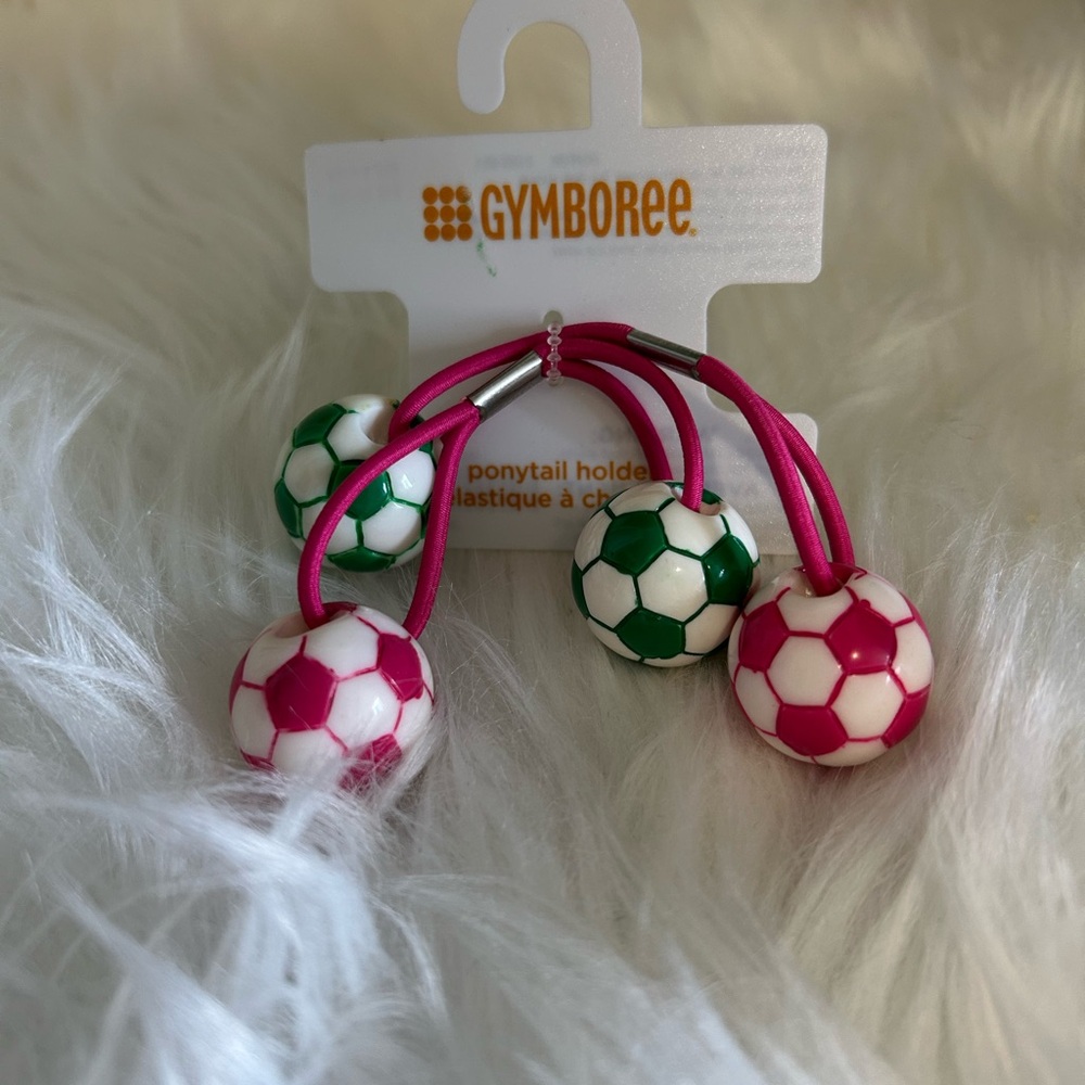 Gymboree Pink and Green Soccer ball Hair Ties